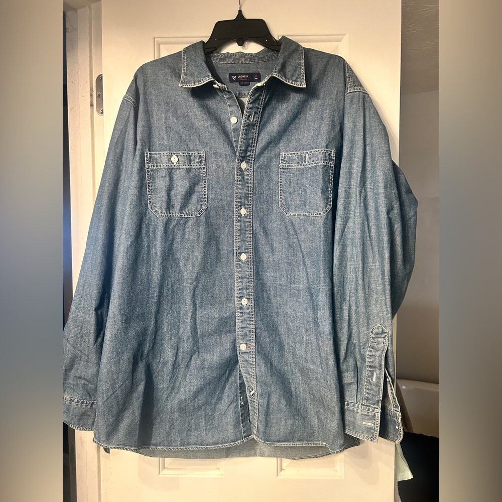 Cremieux Men's Button-Up Denim Chambray Shirt Size XL Western Long Sleeve